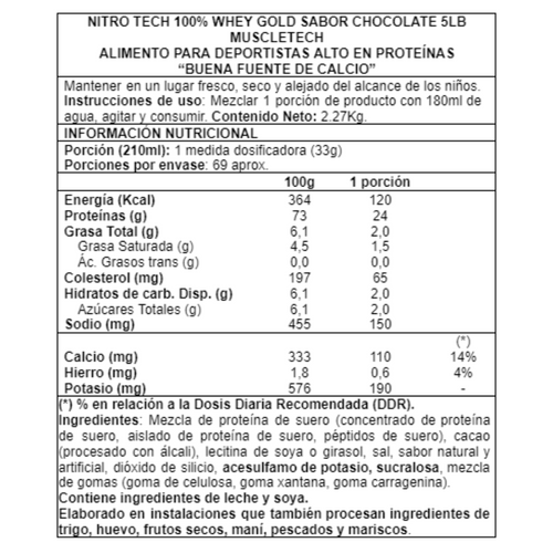 NITRO TECH 100% WHEY GOLD 5 LBS