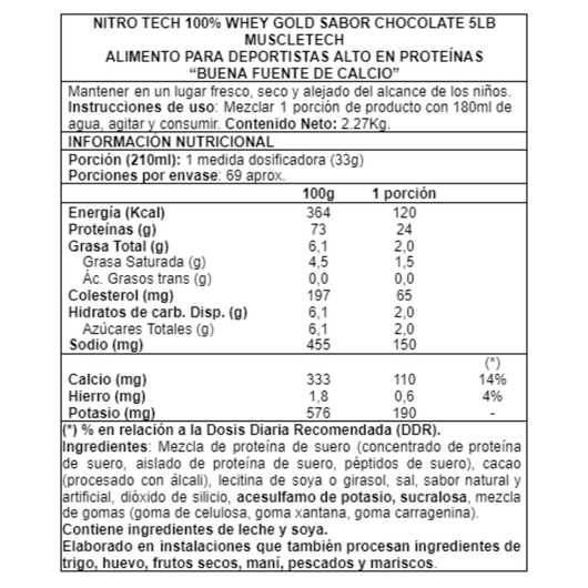 NITRO TECH 100% WHEY GOLD 5 LBS